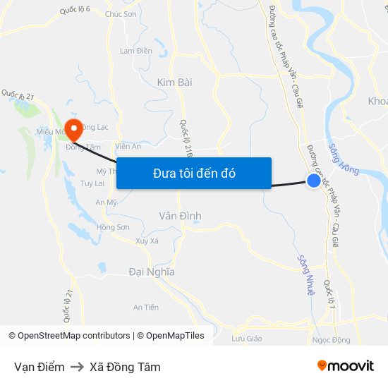 Vạn Điểm to Xã Đồng Tâm map