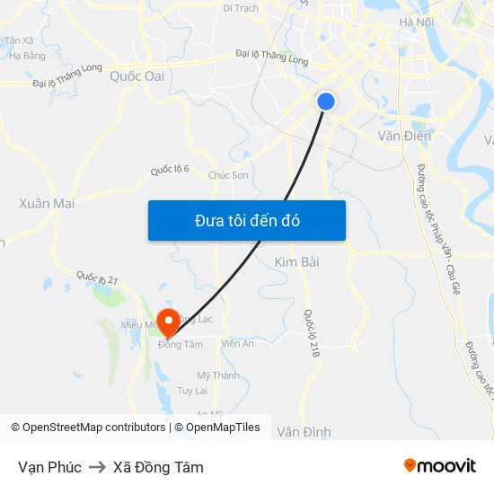 Vạn Phúc to Xã Đồng Tâm map