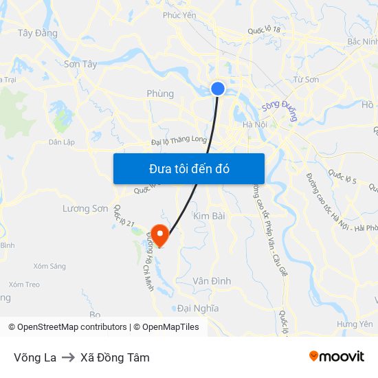 Võng La to Xã Đồng Tâm map