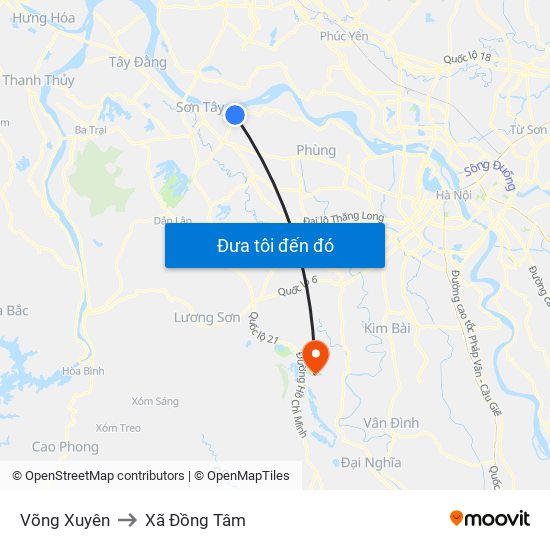 Võng Xuyên to Xã Đồng Tâm map