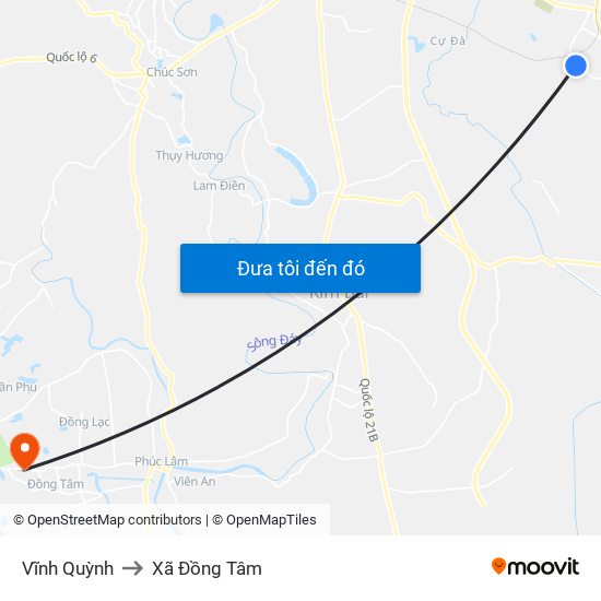 Vĩnh Quỳnh to Xã Đồng Tâm map