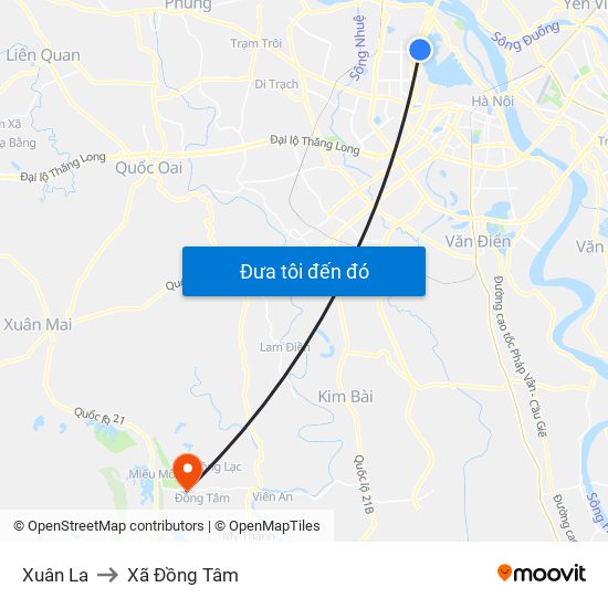 Xuân La to Xã Đồng Tâm map