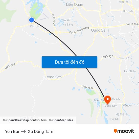 Yên Bài to Xã Đồng Tâm map