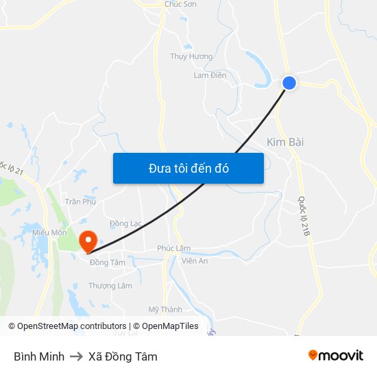 Bình Minh to Xã Đồng Tâm map