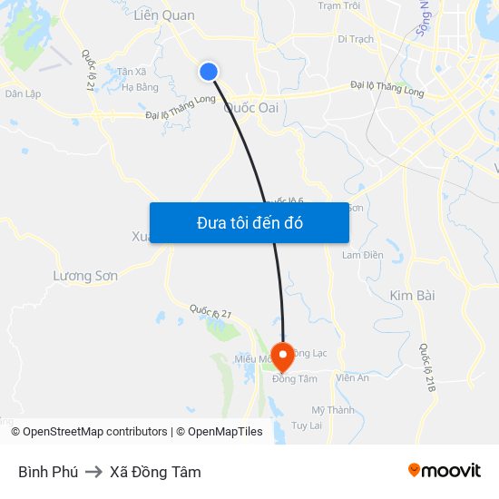 Bình Phú to Xã Đồng Tâm map