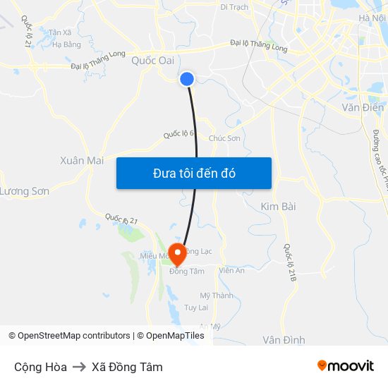 Cộng Hòa to Xã Đồng Tâm map