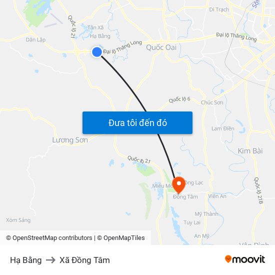 Hạ Bằng to Xã Đồng Tâm map