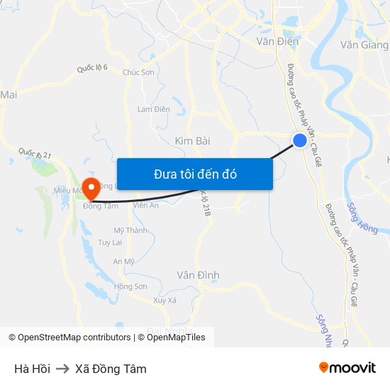 Hà Hồi to Xã Đồng Tâm map