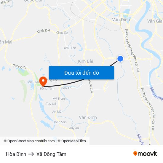 Hòa Bình to Xã Đồng Tâm map