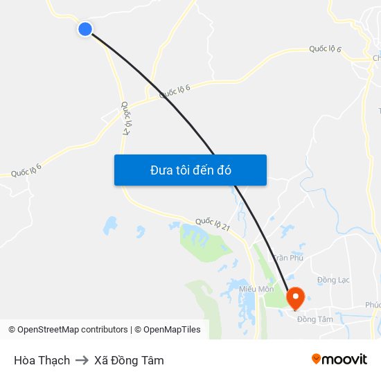 Hòa Thạch to Xã Đồng Tâm map