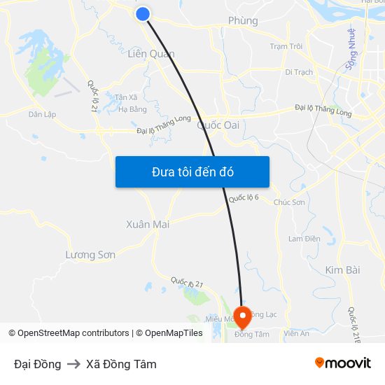 Đại Đồng to Xã Đồng Tâm map