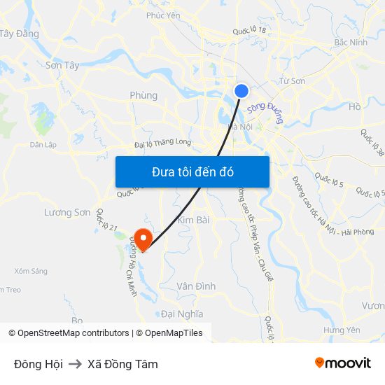 Đông Hội to Xã Đồng Tâm map