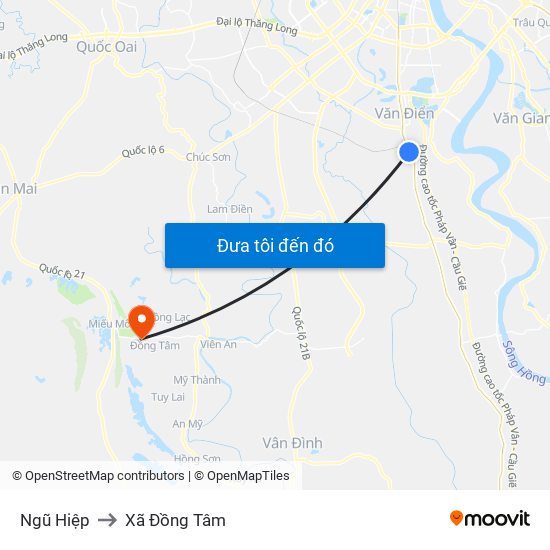 Ngũ Hiệp to Xã Đồng Tâm map