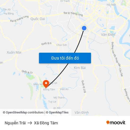 Nguyễn Trãi to Xã Đồng Tâm map