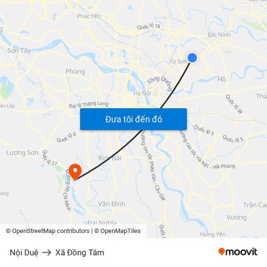 Nội Duệ to Xã Đồng Tâm map