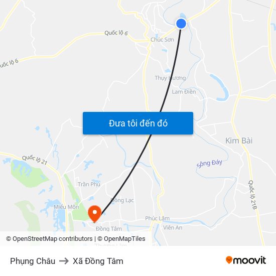 Phụng Châu to Xã Đồng Tâm map