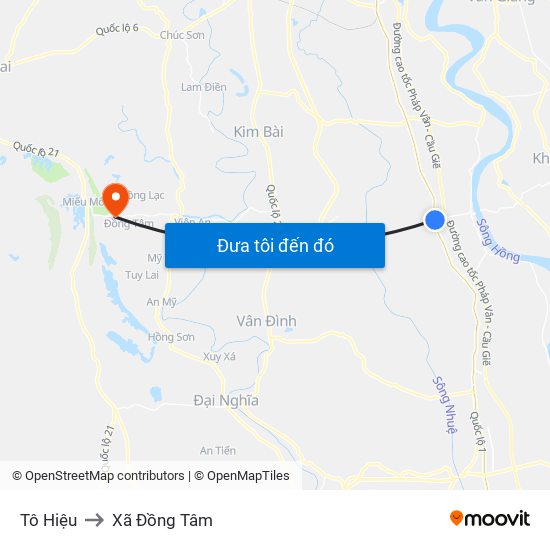 Tô Hiệu to Xã Đồng Tâm map