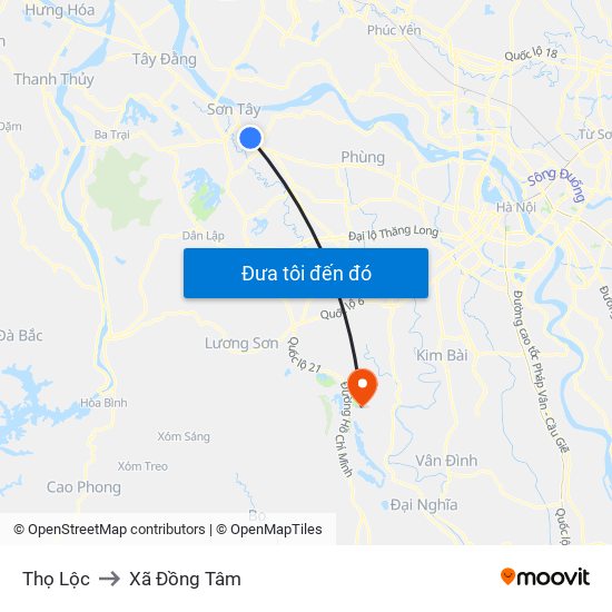 Thọ Lộc to Xã Đồng Tâm map