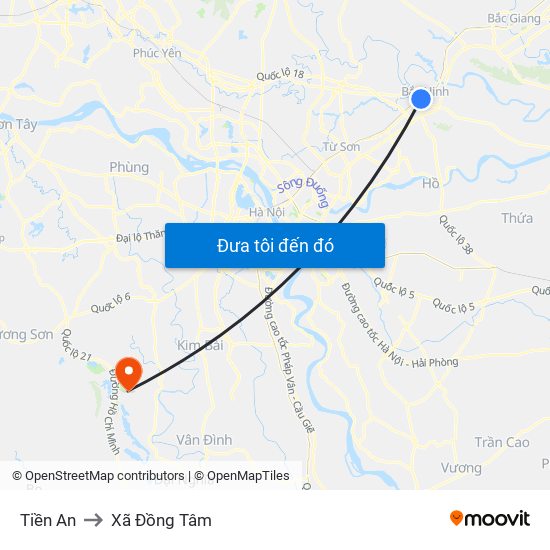 Tiền An to Xã Đồng Tâm map