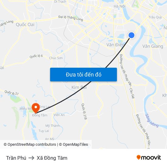 Trần Phú to Xã Đồng Tâm map