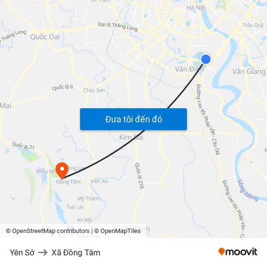 Yên Sở to Xã Đồng Tâm map