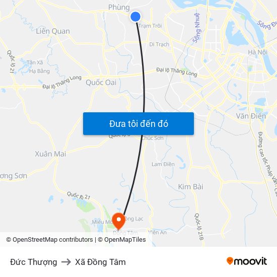 Đức Thượng to Xã Đồng Tâm map