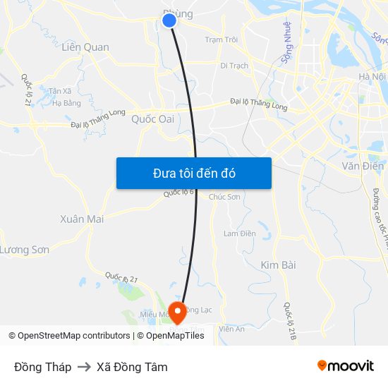 Đồng Tháp to Xã Đồng Tâm map