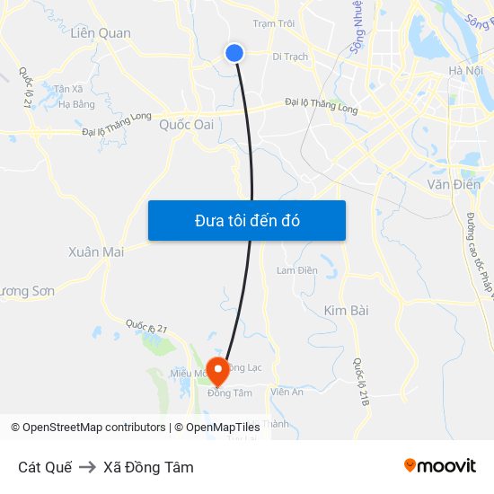 Cát Quế to Xã Đồng Tâm map