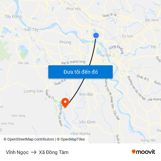 Vĩnh Ngọc to Xã Đồng Tâm map