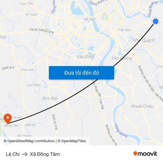 Lệ Chi to Xã Đồng Tâm map