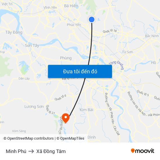 Minh Phú to Xã Đồng Tâm map