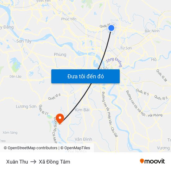 Xuân Thu to Xã Đồng Tâm map