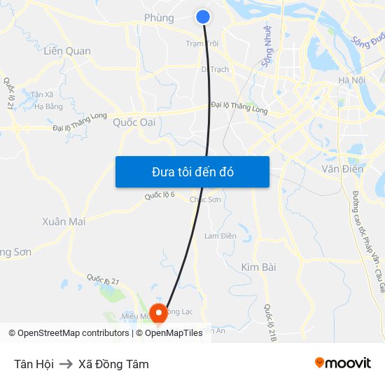 Tân Hội to Xã Đồng Tâm map