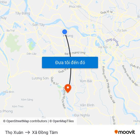 Thọ Xuân to Xã Đồng Tâm map