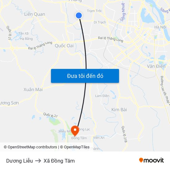 Dương Liễu to Xã Đồng Tâm map