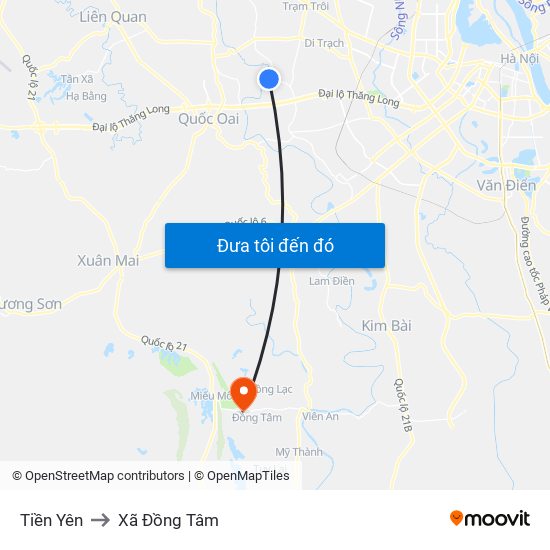 Tiền Yên to Xã Đồng Tâm map