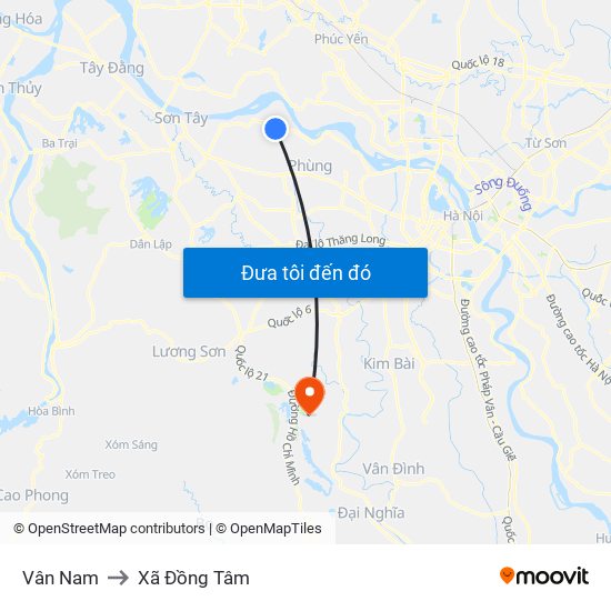 Vân Nam to Xã Đồng Tâm map