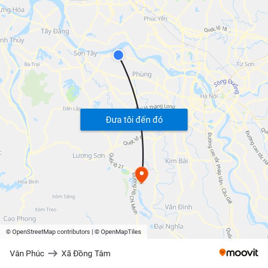 Vân Phúc to Xã Đồng Tâm map