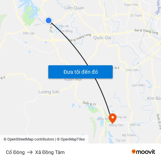 Cổ Đông to Xã Đồng Tâm map