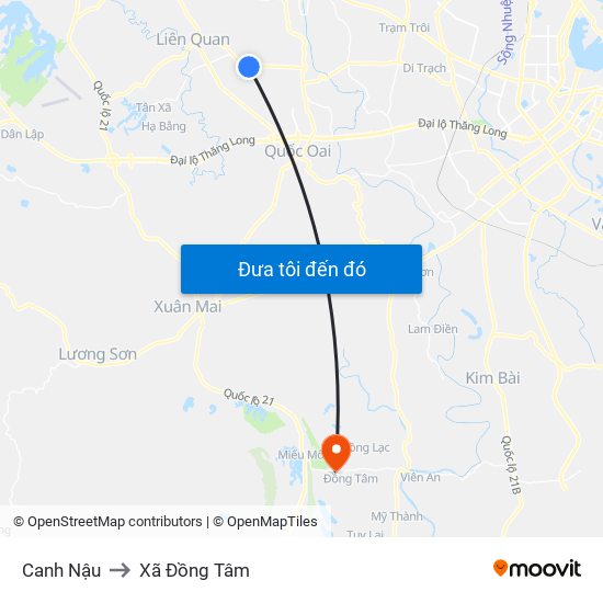 Canh Nậu to Xã Đồng Tâm map