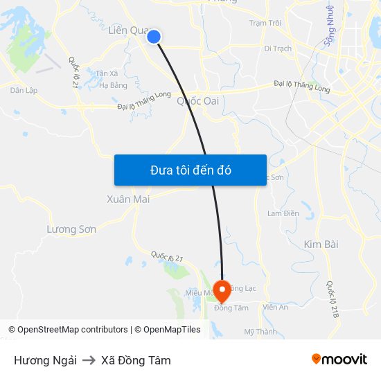 Hương Ngải to Xã Đồng Tâm map