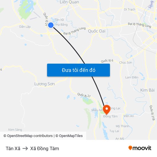 Tân Xã to Xã Đồng Tâm map