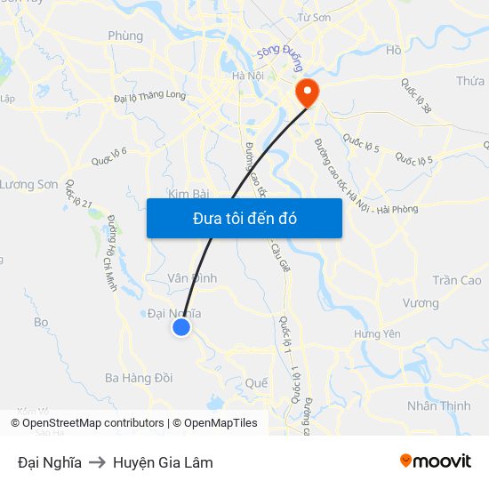 Đại Nghĩa to Huyện Gia Lâm map