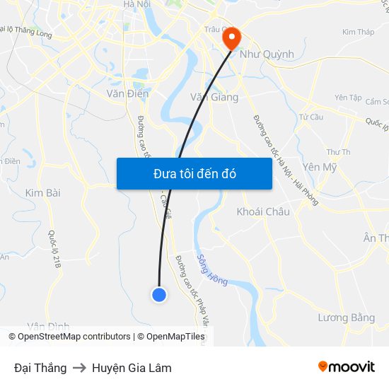 Đại Thắng to Huyện Gia Lâm map