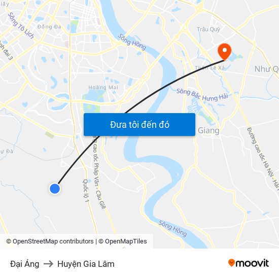 Đại Áng to Huyện Gia Lâm map