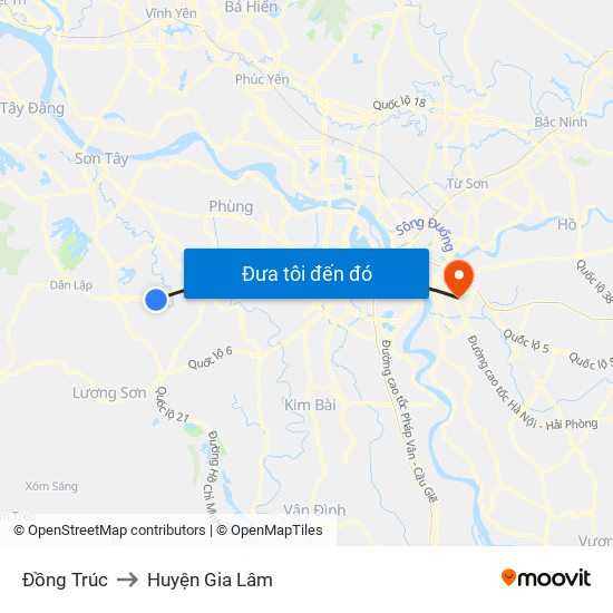 Đồng Trúc to Huyện Gia Lâm map