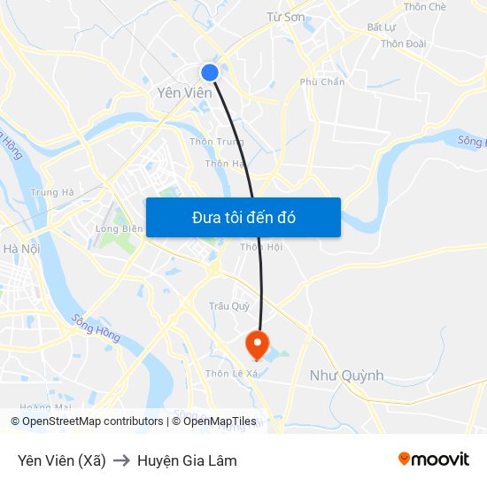 Yên Viên (Xã) to Huyện Gia Lâm map
