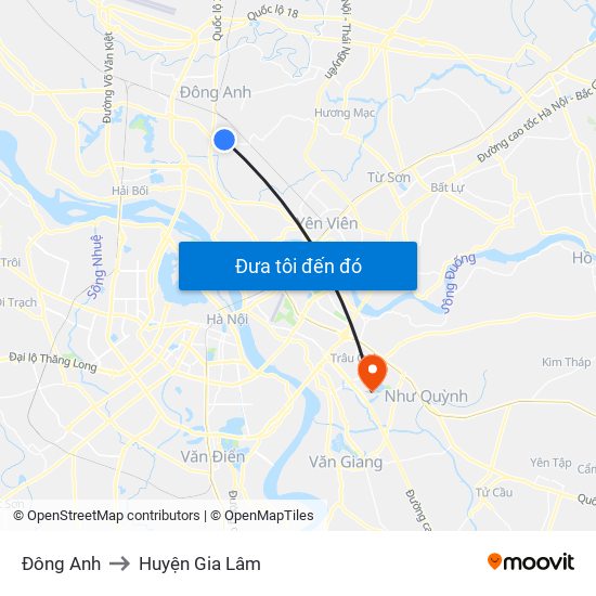 Đông Anh to Huyện Gia Lâm map