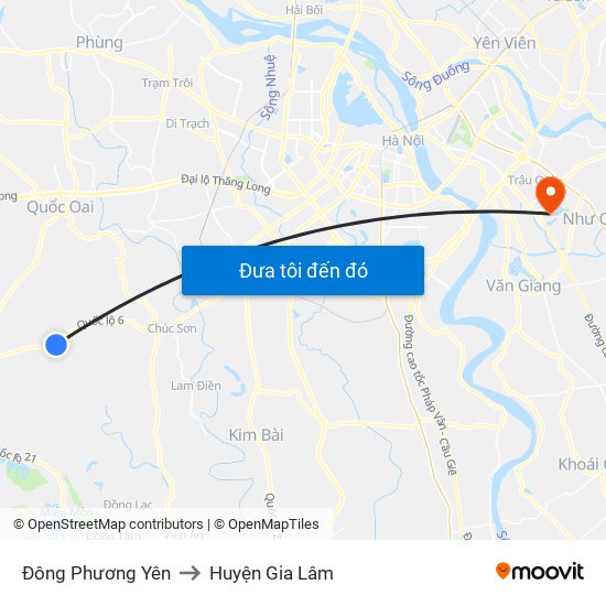 Đông Phương Yên to Huyện Gia Lâm map