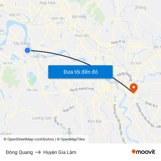 Đông Quang to Huyện Gia Lâm map